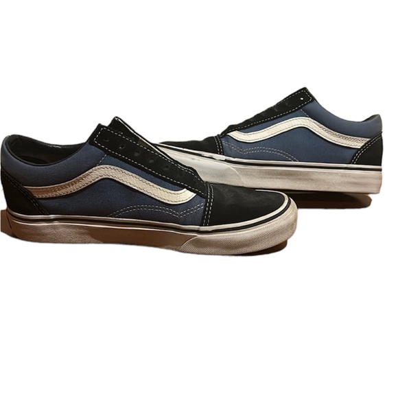 Old Skool Blue Black Canvas Vans - Picture 1 of 8